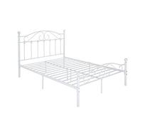 Panana 4FT6 Metal Bed Frame Modern Design Bed Frame Platform with Headboard and Footboard for Adults Teenagers Bedroom White