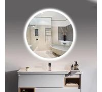 Panana 50cm Round Anti-fog LED Lighted Mirror Wall Mounted Bathroom Mirror Touch Switch (50cm), Silver (OW-HBBW03)
