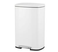 Panana 50L Rectangular Stainless Steel Kitchen Pedal Bin Modern Rubbish Waste Dustbin with Soft-Close Lid & Inner Bucket (White, 50L)