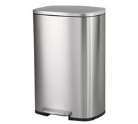 Panana 50L Rectangular Stainless Steel Kitchen Pedal Bin Modern Rubbish Waste Dustbin with Soft-Close Lid & Inner Bucket (Silver Polished, 50L)