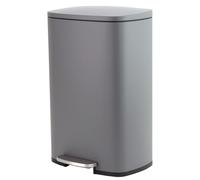 Panana 50L Rectangular Stainless Steel Kitchen Pedal Bin Modern Rubbish Waste Dustbin with Soft-Close Lid & Inner Bucket (Grey, 50L)
