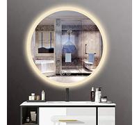 Panana 60cm Round Anti-fog LED Lighted Mirror Wall Mounted Bathroom Mirror Touch Switch (60cm)