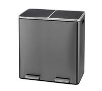Panana 60L Dual Rubbish Bin,Stainless Steel Double Bucket Trash Can Rubbish Pedal Bin,2 Compartment Step On Kitchen Garbage Recycling Bin 30L+30L Steel Dustbin(Grey,60L)