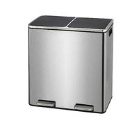 Panana 60L Dual Trash Can Kitchen Waste Rubbish Garbage, Dual Step Garbage Can & Recycle Bin with 2 Removable Inner Buckets(Silver)
