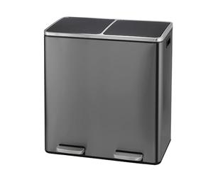 Panana 60L Dual Trash Can Kitchen Waste Rubbish Garbage, Dual Step Garbage Can & Recycle Bin with 2 Removable Inner Buckets (Grey, 60L)