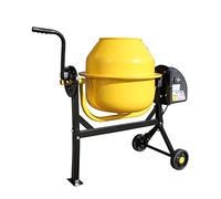 Panana 63 Litre Electric Cement Mixer, 250W Mortar Portable Concrete Mixing Machine with Wheels and Stand for Cement, Stucco, Seeds and Fodder, 230V, 50Hz, 30RPM (Yellow)
