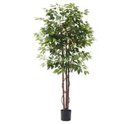 Panana 6FT Artificial Trees with Natural Curved Trunks,180cm Tall Green Plants Artificial Ficus Tree for Home Office Decor