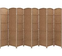 Panana 8 Panel Folding Room Divider Freestanding Screen Privacy Hand Made Wall Divider (Natural, 8 Panel)