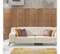 Panana 8 Panel Room Divider, Freestanding Partition Wooden Screen Folding Privacy Portable Partition Screen (Natural, 8 Panel-180cmTall)