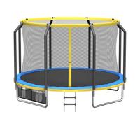 Panana 8ft / 10ft / 12ft / 14ft Outdoor Garden Trampoline with Safety Enclosure Net, Non-Slip Ladder & Shoe Storage Bag, Heavy Duty Recreational Fitness Trampoline for Garden Fun