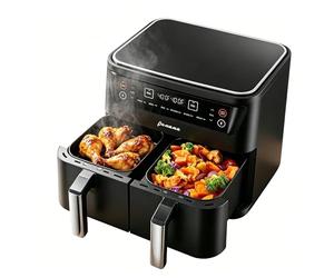 Panana 8L Air Fryer for Quick Meals, 6 Preset Function Air Fryers with Dual Basket, 2460W Oilless Healthy Cooking Airfryer for Home Use