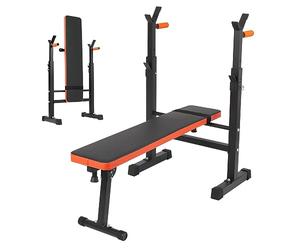 Panana Adjustable Folding Weight Bench with Dip Station, Heavy Duty Bench Press with Barbell Rack, Full Body Workout Strength Training Incline Decline Flat Bench for Home Gym