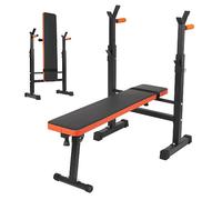 Panana Weight Bench with Adjustable Barbell Height, Heavy Duty Lift Bench with Dip Station Workout Bench for Home Gym