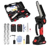 Panana Aokaidun Mini Chainsaw 6 Inch Cordless Electric Chainsaw with 2 Battery and Charger Security Lock Quick Charge Handheld Small Chain Saw for Wood Cutting Tree Trimming Gardening