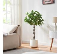 Panana Artificial Plant 2 Packs 90cm Tall Leaf Topiary Bay Tree Laurel Ball Decorative Faux Plants in Pot (Bay Tree, 2 Pack)