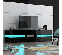 Panana Black Large Modern 177cm TV Unit Stand Cabinet High Gloss And Matt with Free LED