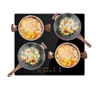 Panana Built-in 4 Zones Induction Hob, Induction Hobs with Slim Black Crystal Panel Body, Independent Control, Induction Cooker with 10 Temperature Setting,99 Mins Timer,7600W, Safety Lock-No Plug
