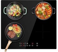 Panana Built-in 60cm Induction Hob Ceramic Glass Panel, Child Lock, Touch control, Timer Function - Black 7600W, 595 x 54 x 520 mm (4 Zones Built-in Induction Hob - No Plug)