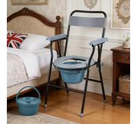 Panana Commode Toilet Chair for Elderly,Foldable Lightweight Bedside WC Chair Shower Chair with Removable Bucket and Anti Slip Feet