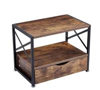 Panana Desktop Printer Stand,2-Tier Office Storage Shelves,Kitchen Organizer with Storage Drawer (Rustic Brown)