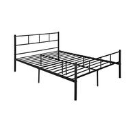 Panana Double Bed Frames 4FT6 Metal Bedstead Base Vintage Platform Mattress Foundation with Headboard Footboard for Kids Adults, Black,Suit for 135 * 190cm mattress (Black, Model5)