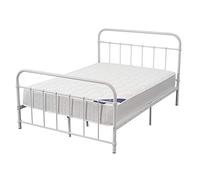 Panana Double Bed Frames 4FT6 Metal Bedstead Base Vintage Platform Mattress Foundation with Headboard Footboard for Kids Adults, White,Suit for 135 * 190cm mattress (White, Model6)