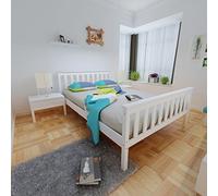 Panana Double Bed in White, 4ft6 Double Bed Solid Pine White Wooden Bed Frame For Adults, Kids, Teenagers (4FT6 Double Bed)