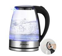 Panana Electric Kettle, 1.8L Glass Kettle, Fast Boil with Blue LED Indicator, Internal Filter, Auto Shut-off, Boil-Dry Protection, BPA Free