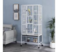 Panana Extra Large Cage for Rats, Ferrets, Chinchillas, Guinea Pigs and Small Animals - 3 Tiers With Ladders on Wheels, 175CM Height (White)