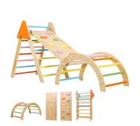 Panana Foldable Baby Toddler Climbing Frame, Wooden Toddler Climbing Toys Indoor,Montessori 3 in1 Climber Indoor Set with Arch, Ramp, Ladder 191 x 45x 81cm