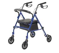 Panana Folding Rollator, 4 Wheels Rollator Mobility Walker with Padded Seat, Lightweight,Lockable Brake and Carry (15cm Wheels Blue)
