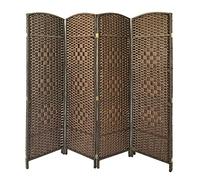 Panana Folding Splitter Screen Hand Made Wicker Room Divider Protective Screens,Various Size&Color (Brown, 4 Panel)