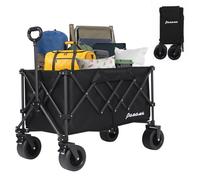 Panana Folding Trolley With Wide Wheels, Foldable Wagon, Portable Camping Cart, Collapsible Trolly With Adjustable Handle, Shopping Trolley Foldaway for Easy Storage (Black, 230L)
