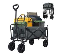 Panana Folding Trolley With Wide Wheels, Foldable Wagon, Portable Camping Cart, Collapsible Trolly With Adjustable Handle, Shopping Trolley Foldaway for Easy Storage (Grey, 100L)