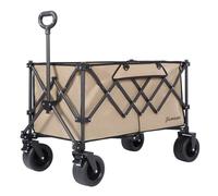 Panana Folding Utility Wagon Cart with All-Terrain Wheels, Heavy-Duty Steel Frame Trolley, 230L Storage Capacity, 180kg Load Capacity, Foot Brake System, Collapsible Design (Beige)