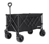 Panana Folding Utility Wagon Cart with All-Terrain Wheels, Heavy-Duty Steel Frame Trolley, 230L Storage Capacity, 180kg Load Capacity, Foot Brake System, Collapsible Design (Black)