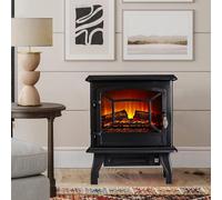 Panana Freestanding Electric Stove with Heater Fire Place Flame Effect,Portable Fireplace Log Wood Burner Effect 1800W-2000W (Black, Style B) MC-ADFE07BK