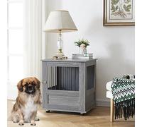 Panana Furniture Style Dog Crate, Puppy Cage End Table With Metal Wire, Indoor Dog Pet Kennel House with Doors (Grey 60 x 50 x 70cm)
