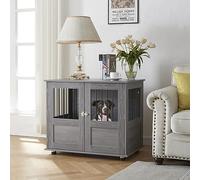 Panana Furniture Style Dog Crate, Puppy Cage End Table With Metal Wire, Indoor Dog Pet Kennel House with Doors (Grey 85 x 55 x 73cm)