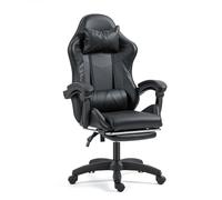 Panana Gaming Chair, Racing Style Office High Back Ergonomic Conference Work Chair Reclining Computer PC Swivel Desk Chair 145 Degree Reclining Angle with Headrest, Lumbar Cushion & Footrest (Black)