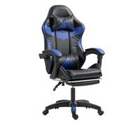 Panana Gaming Chair, Racing Style Office High Back Ergonomic Conference Work Chair Reclining Computer PC Swivel Desk Chair 145 Degree Reclining Angle with Headrest, Lumbar Cushion & Footrest (Blue)
