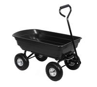 Panana Heavy Duty Garden Tipping Cart, 75L Poly Dump Wagon with Tipping Function and Pneumatic Tyres, Quick Release System, Garden Utility Trolley Wheelbarrow for Lawn, Yard and Farm Work (Black)
