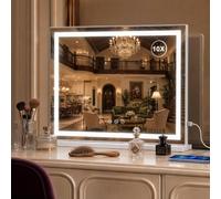 Panana Hollywood Vanity Mirror with LED Lights,58.5cm x 48.5cm | Makeup Mirror with Led Light, 3 Light Modes, USB Charging Port,Wall-Mounted & Tabletop Cosmetic Mirror for Bedroom