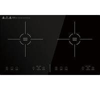 Panana Induction Hob 2 Zone, Electric Hob 2 Ring, Domino Hob Self-Sufficient, 29CM Built-in Hob 3500W, Rotary Knob Control, 9-Power Levels, No Plug