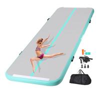 Panana Inflatable Gymnastics Air Tumbling Track Mat 10ft Tumble Mats 4 Inch Thickness Air Roller Gymnastics Barrel Back Handspring Trainer/Yoga/Training/Cheerleading/Water Beach Park, Light Green