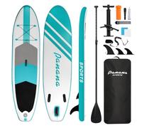 Panana Inflatable Stand Up Paddle Board 10'x30’’x6’’, Premium Surfing Board Kit for Youth & Adults, SUP with Adjustable Paddle Hand Pump Fin Leash Backpack (10’x30’’× 6’’-Aqua)