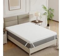 Panana King Memory Foam Mattress Topper, 10cm Thick 5FT Cooling Bed Topper With Washable Cover, Pressure Relieving (White, 150 x 200 x 10cm)