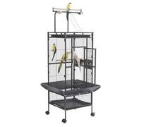 Panana Large Bird Cages Parrot Cage Wide Flight Metal Animal Cage for Budgie Parakeet Conure With Rolling Stand Wheels (Black, 65L x 65W x 155H)