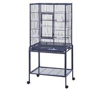 Panana Large Bird Cages Parrot Cage Wide Flight Metal Animal Cage for Budgie Parakeet Conure With Rolling Stand Wheels (Black, 62L x 43W x 136H)