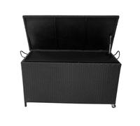 Panana Large Polyrattan Garden Storage Box, Rattan Deck Box with Wheels, 120x57x64cm Zippered Liner Outdoor Patio Wicker Chest Organiser Furniture for Cushions Tools Toys (Black)